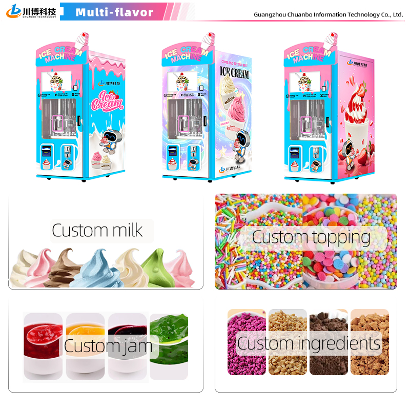Multiple Flavors Automatic Robot Making Soft Ice Cream Vending Machine