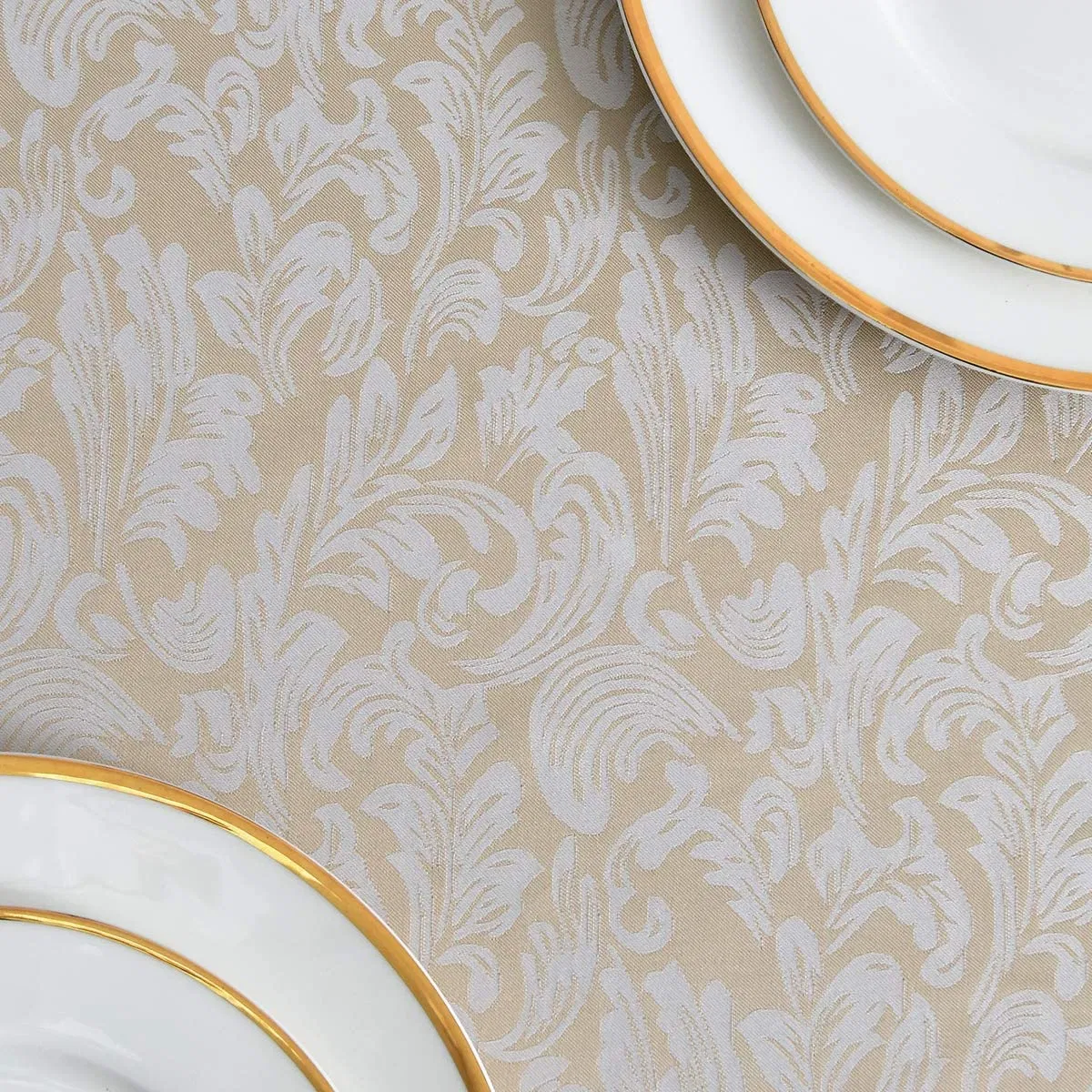 Jacquard Tablecloth Damask Design Water Resistance Antiwrinkle Oil Proof Table Cloth for Buffet Banquet Parties