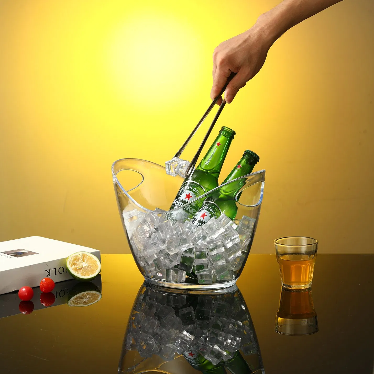 4L 8L Large Capacity Plastic Clear Transparent Beer Champagne Wine Storage Ice Bucket