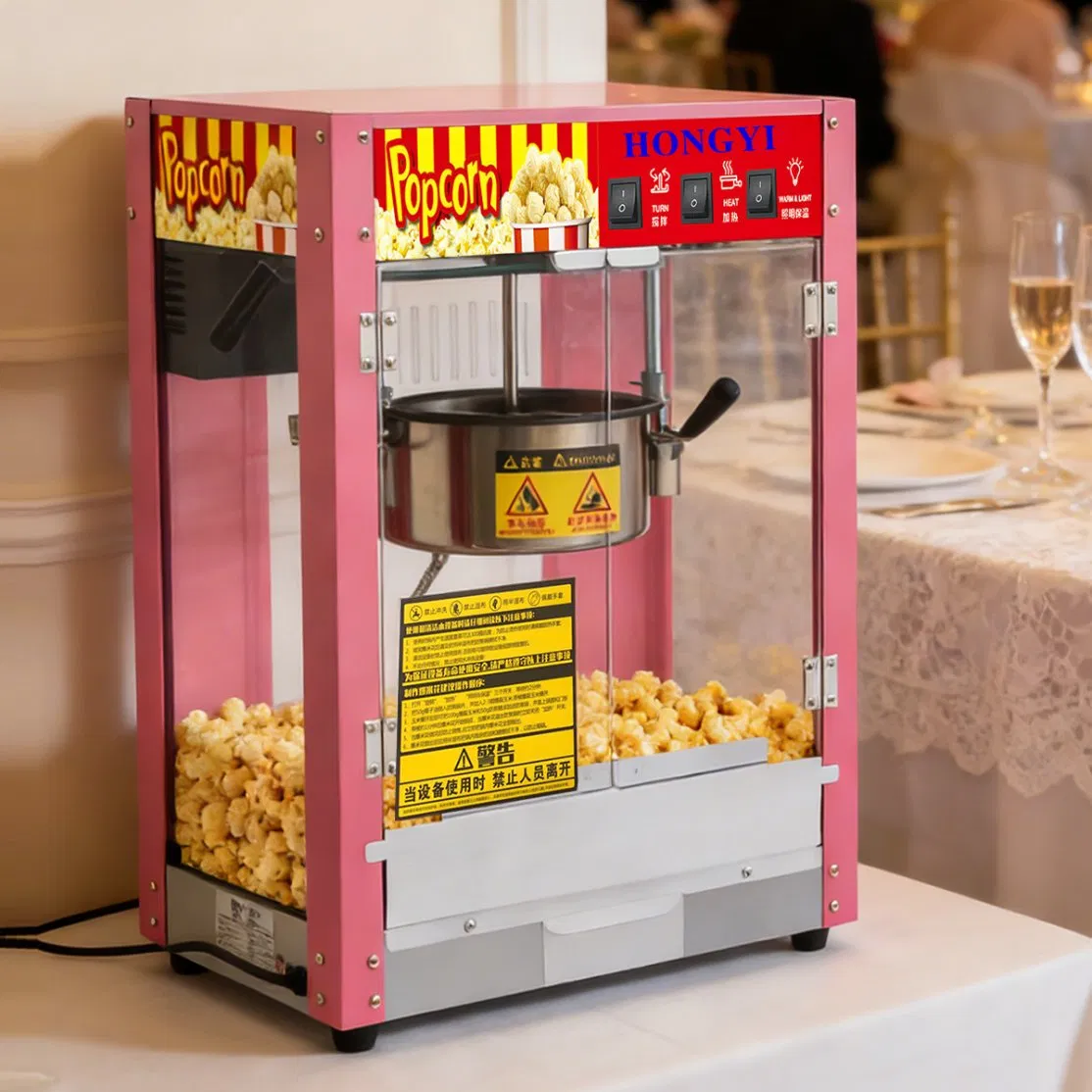 High-Efficiency Popcorn Machine with Anti-Scald Handle, Industrial-Grade Popcorn Maker.