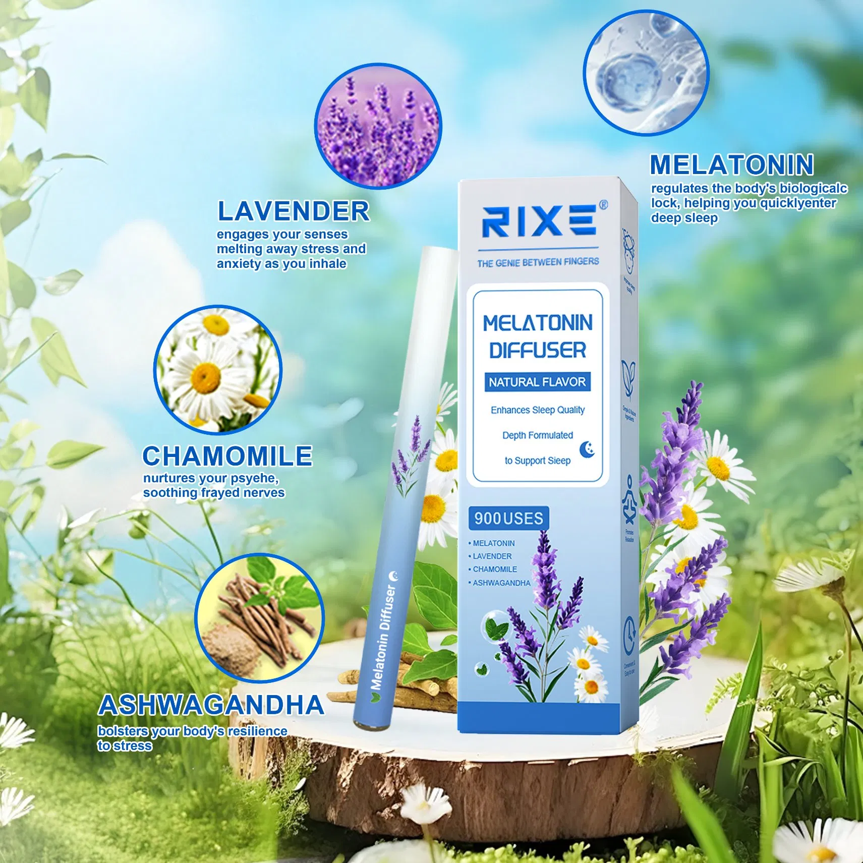 Herbal Diffuser - Melatonin Diffuser for Sleep Aid and Stress Relief - up to 900 Uses