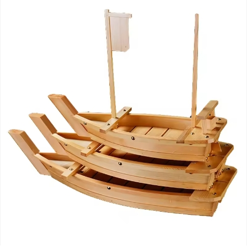 Hot Selling Japanese Cuisine Tray Container Custom Wooden Sushi Boat