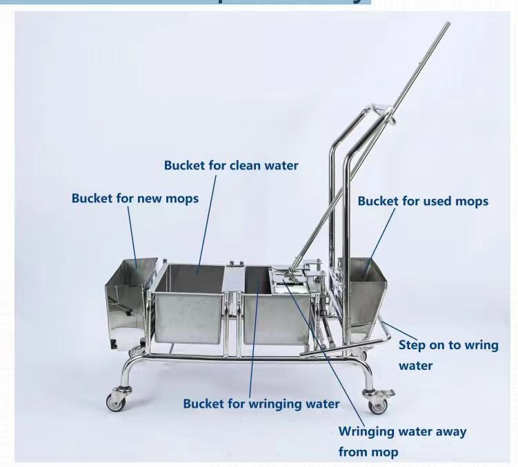Cleanroom Autoclavable 2 Buckets Trolley