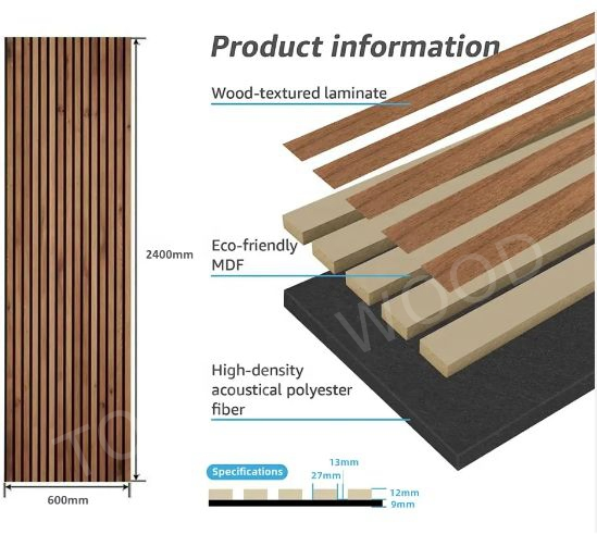 Soundproof Natural Oak Wooden Akupanel Acoustic Wall Panels