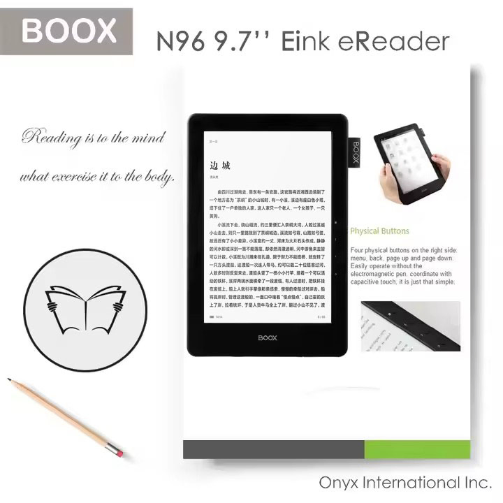 9.7 Inch Electronic Book with 16GB Flash Memory and Touching Screen Supporting Bluetooth and WiFi Wireless Mode