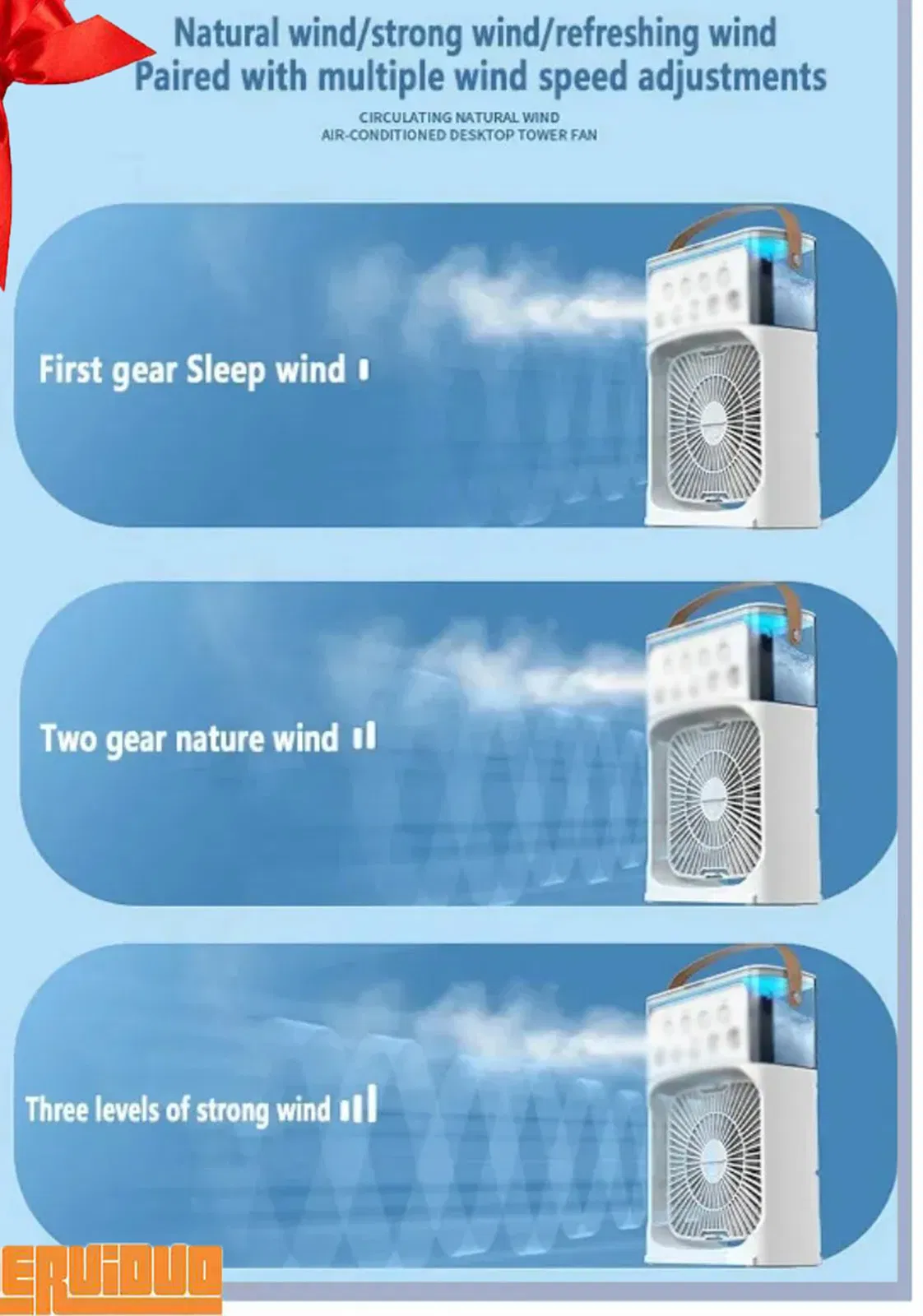 Mini Portable Air Conditioner Fan Evaporative Cooler 7 Colors LED Night Light 3 Speeds 1-3h Timer USB Rechargeable for Bedroom Nightstand Wholesale