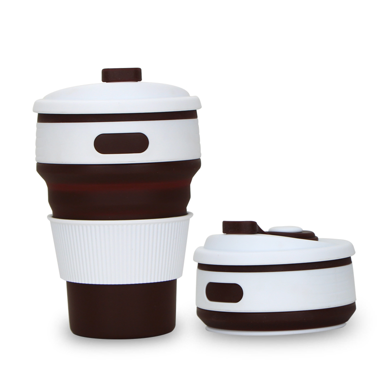 Eco Friendly Foldable Water Bottle Reusable Travel Mug 350ml Silicone Collapsible Coffee Cup