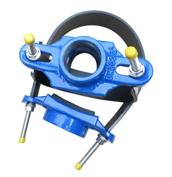 ISO2531 Ductile Cast Iron Di Tapping Saddle with Stainless Steel Band for PVC Pipes