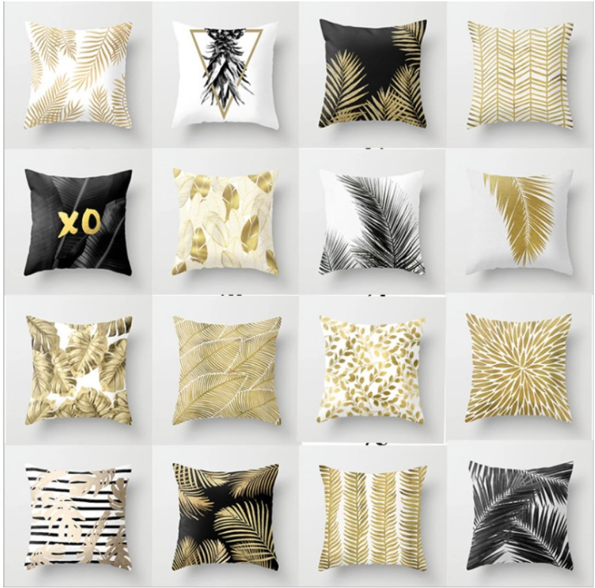 Gold Leaf Bronzing Velvet Throw Pillow