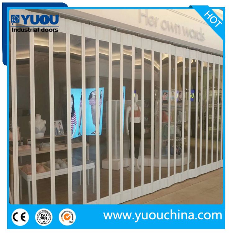 Wholesale Aluminum Frame Automatic / Manual Grille PC Crystal Folding Door / Polycarbonate Rolling Door