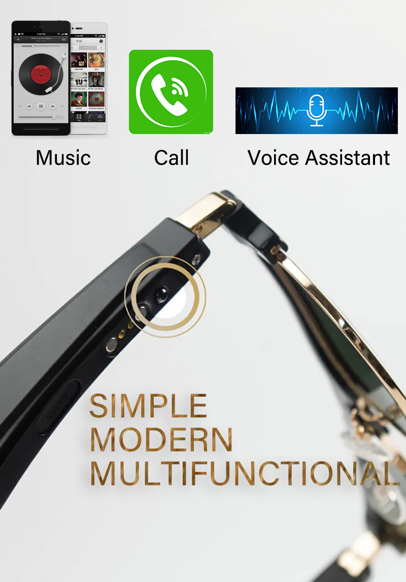 Custom Frame Smart Eyeglasses UV Polarized Smart Sun Glasses Bluetooth 5.0 Smart Bluetooth Music Glasses