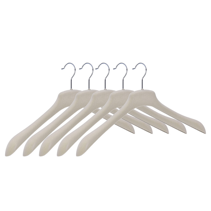 White Velvet Flocked Coat Hanger Without Pants Bar