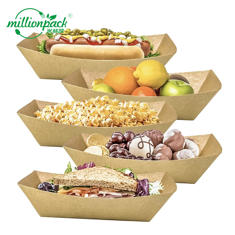 Recyclable Disposable Kraft Food Tray for Bakery Takeout and Lunch Packaging
