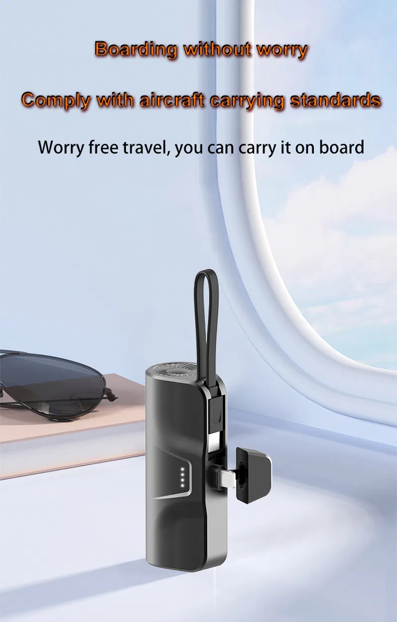 5000mAh Power Bank Portable Multifunctional Capsule Small Charger Mini Portable Red Black White Blue Power Bank with Cable