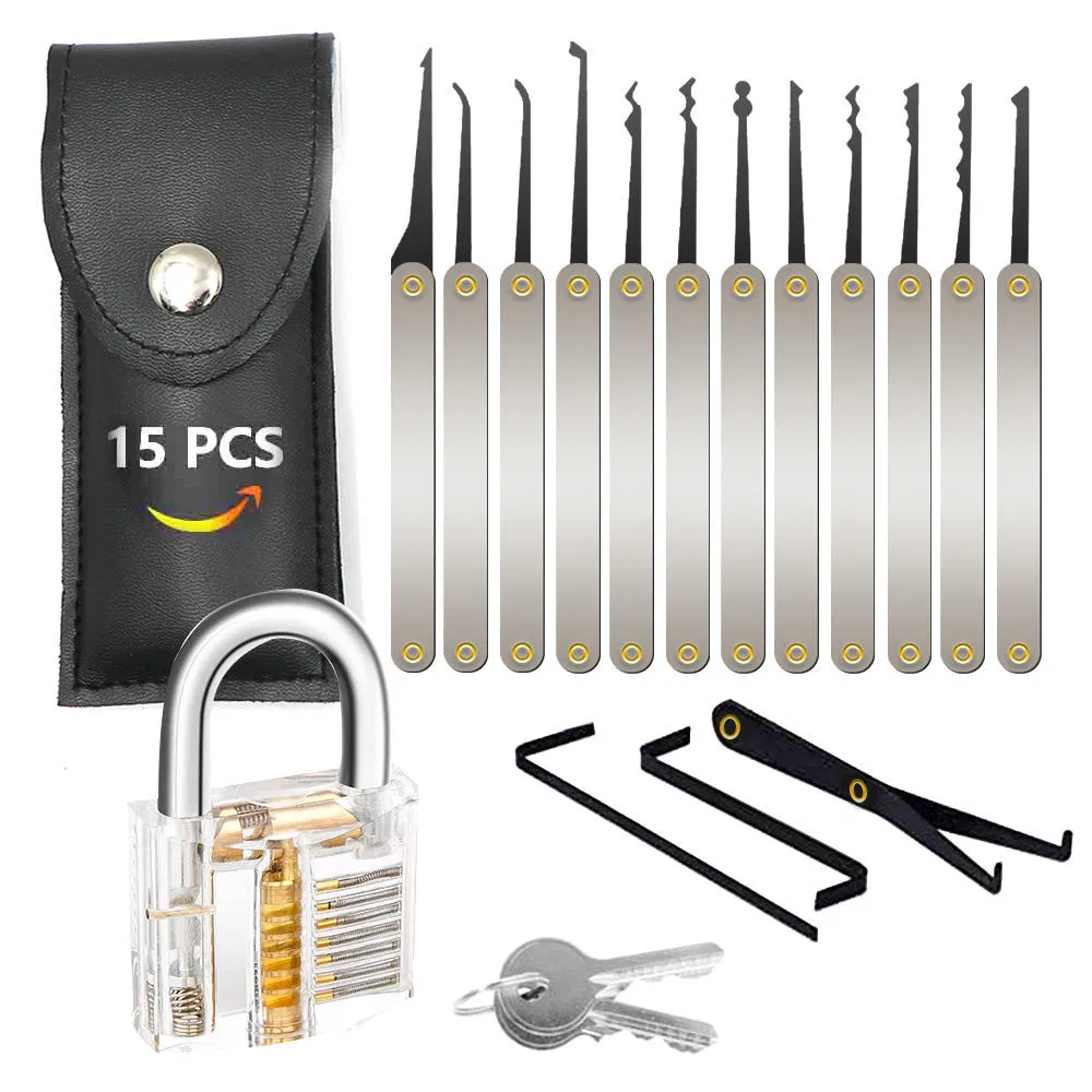 Stainless Steel 15 PCS Professional 1PC Padlock Unlocking Lock Pick Locksmith Tools