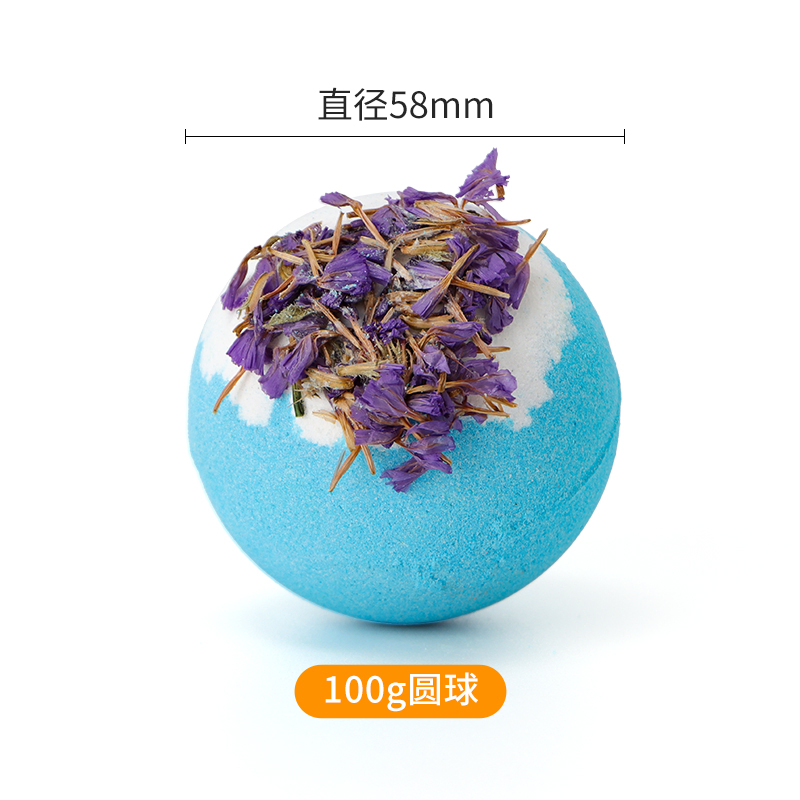 Customize Logo Bath Bomb with Flower Petal Dried Flower Blue Bath Bomb
