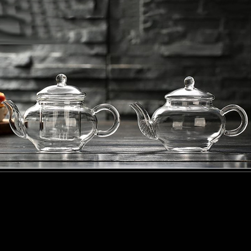 Clear Hand Made Glassware Heat Resistant Borosilicate Glass Kettle Teapot Pot with Stainless Steel Hanging Spring for Tableware
