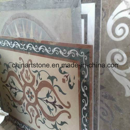 Мозаика из мрамора с водно-струйным узором для пола