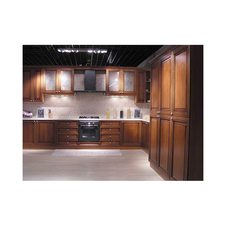 Custom American European Rustic Maple Oak Walnut Stained Solid Wood Modern Kitchen Cabinets