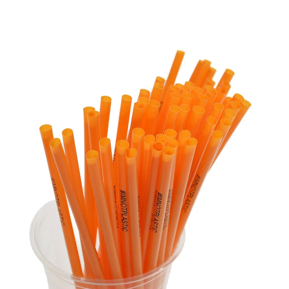 Disposable Plastic Drinks Straw Ecofriendly Straight Orange Straw Custom Logo Printed PLA Straw