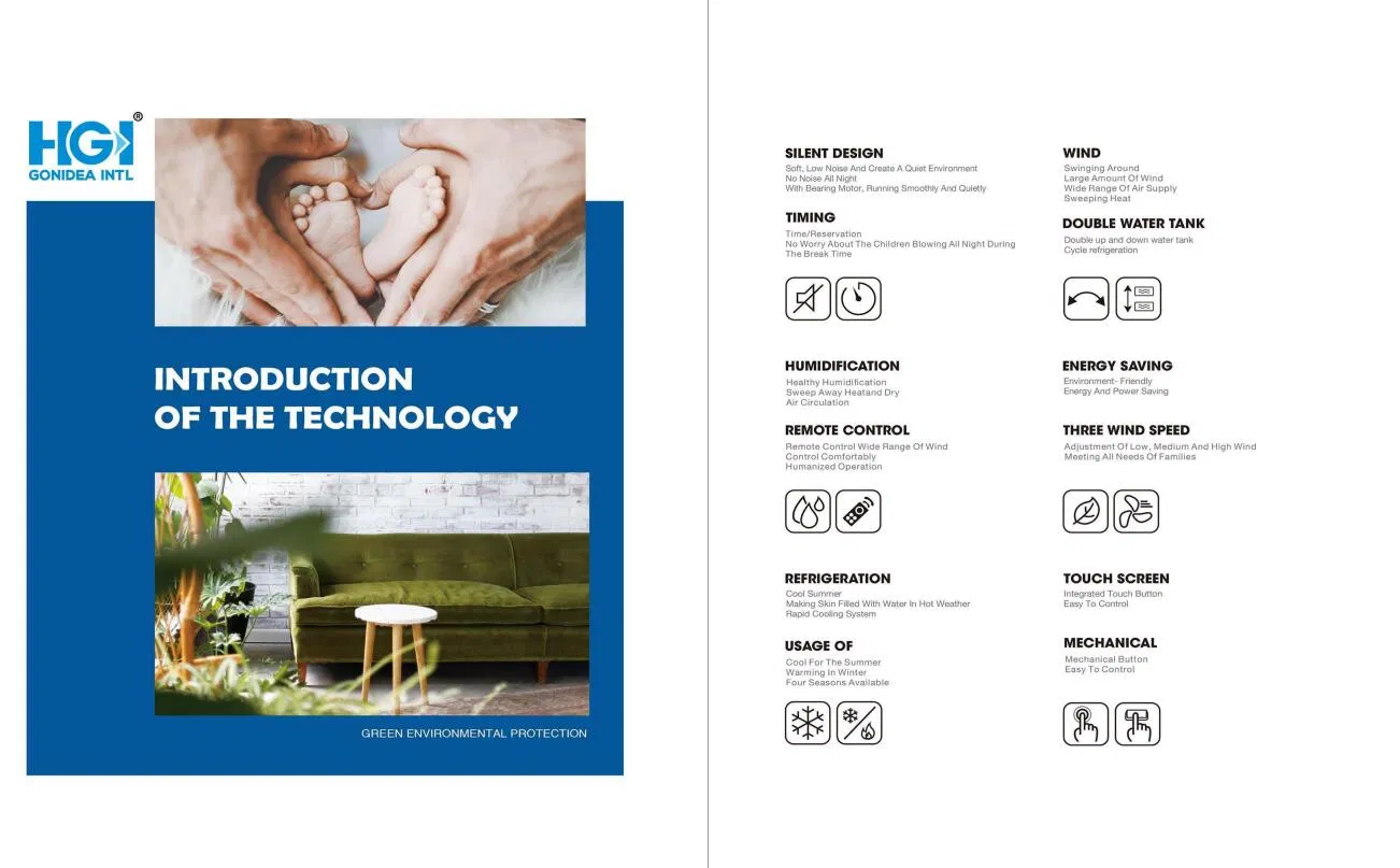 Hgi 2200W Industrial Big Air Flow Evaporative Portable Air Cooler 25000m3/Hr Hy-L06hsz-1