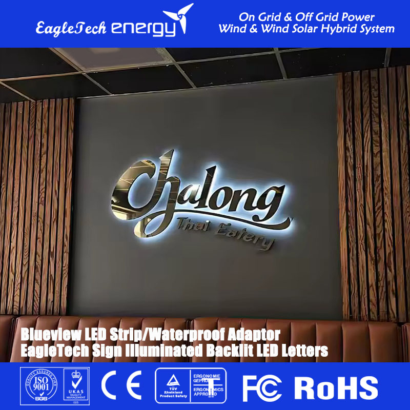 LED Sign Golden Finish 3D LED Backlit Channel Letters Brushed Stainless Steel LED Letters