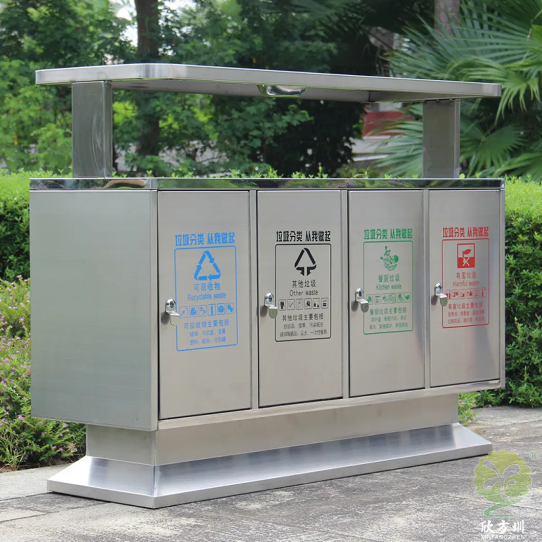 Outdoor Large-Capacity, Large-Sized Four-Category Stainless Steel Garbage Bin