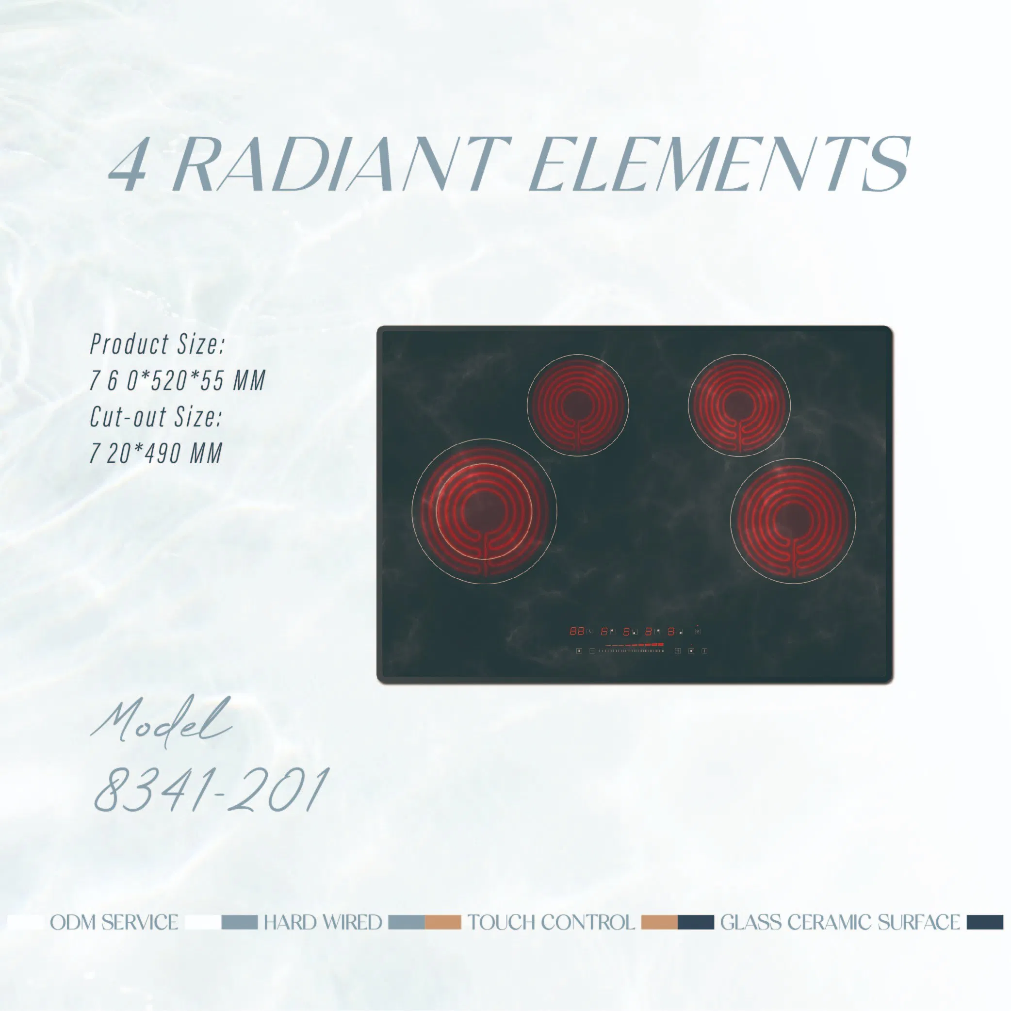 Built-in Electric Stove 4 Burners with 9 Power Levels for Simmer Steam Slow Cook Fry