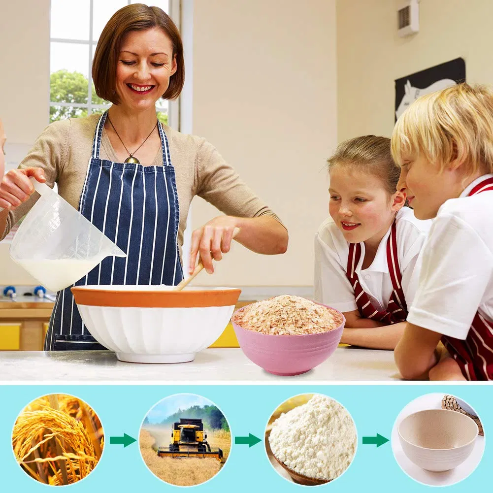 Multicolor Cereal Wheat Straw Fiber Bowl Unbreakable Lightweight Snacks Rice Bowls