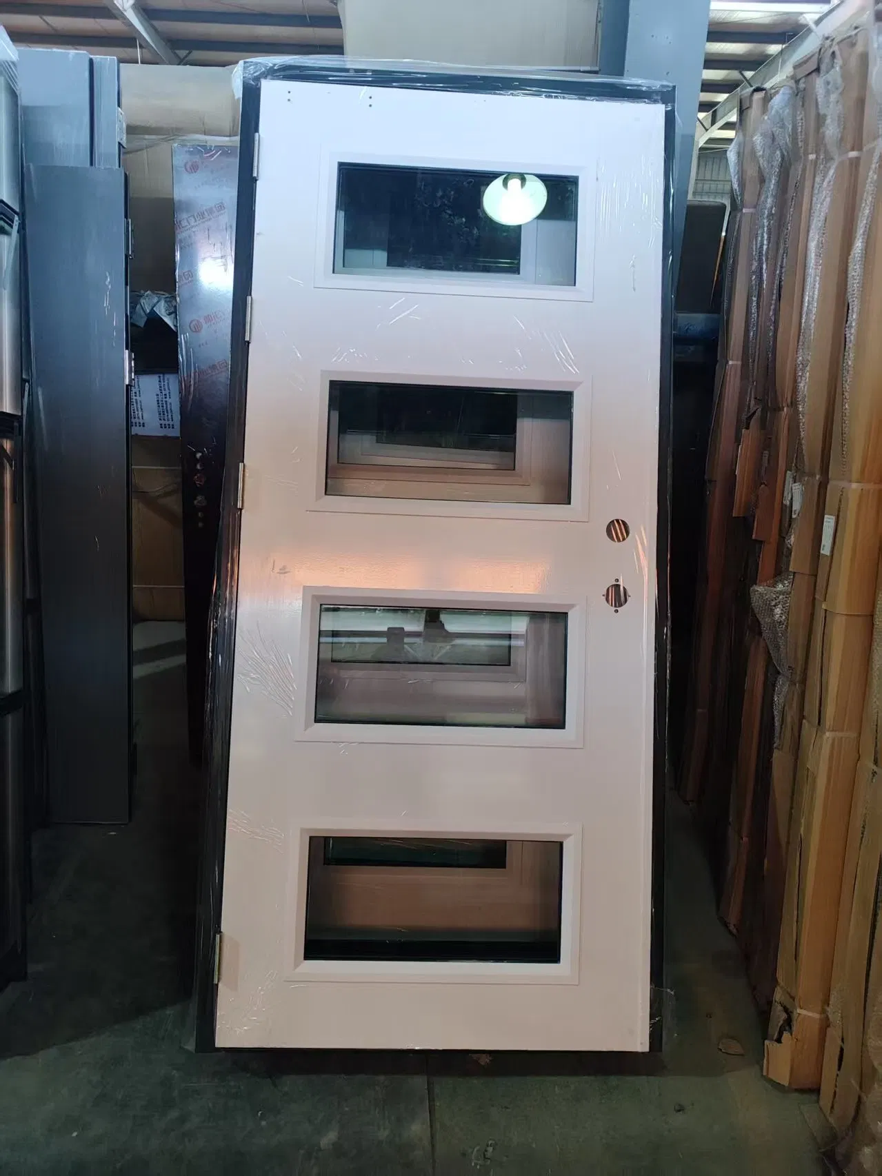 4-Lite UL Fireproof Steel Glass Single Entry Door