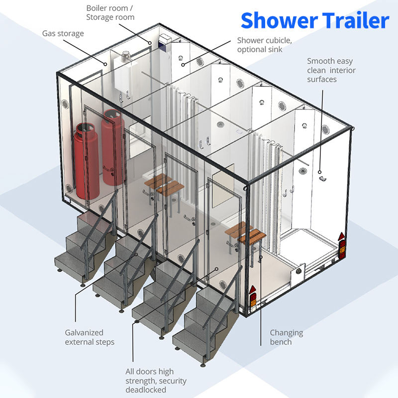 Portable Luxury Bathroom Trailer with Shower and Toilet Prefabricated for Weddings Mobile Shower Trailer