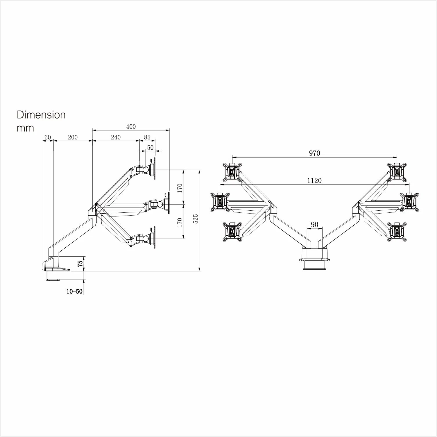 Кронштейн для двух мониторов с газовой пружиной