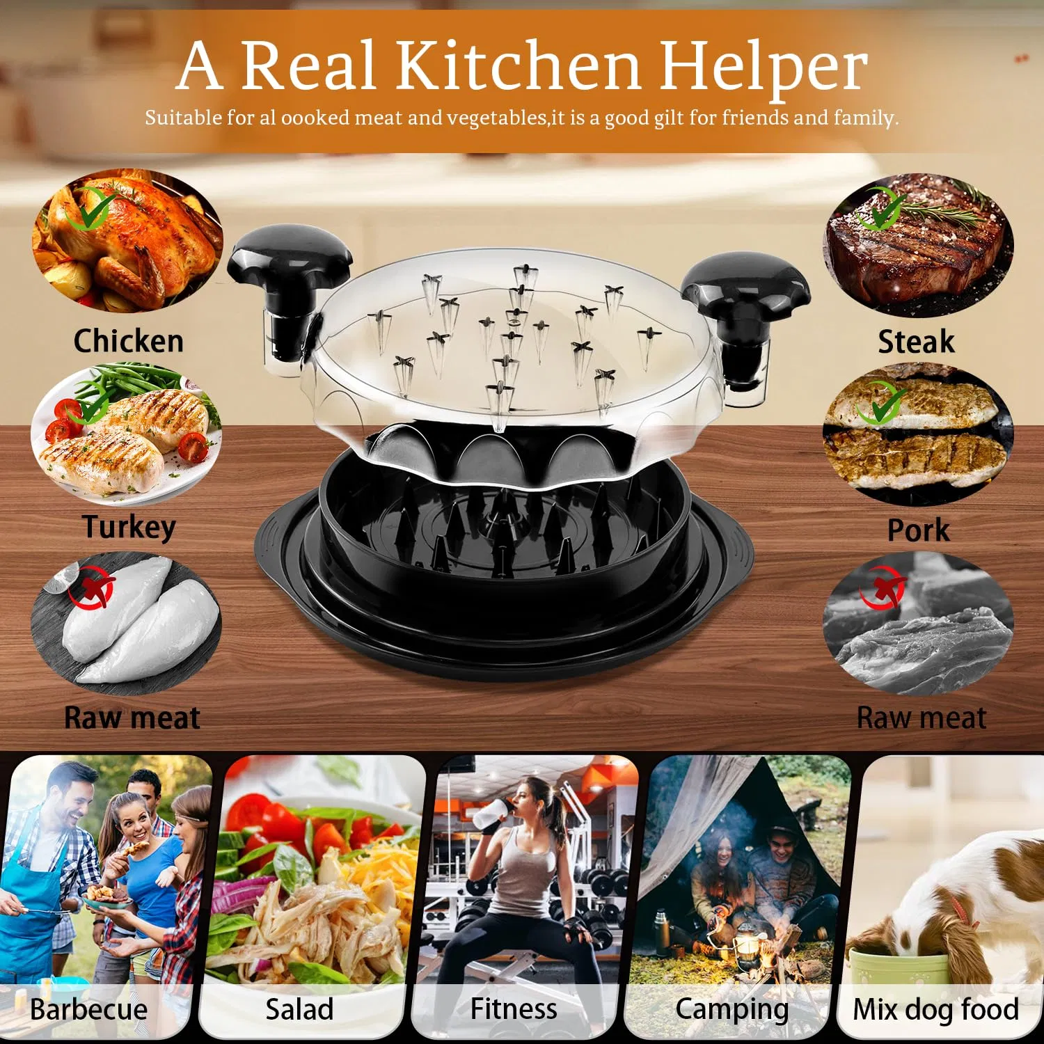 Chicken Shredder Tool Twist BPA Free Ergonomic Handle Non-Slip Base The Meat Shredder Machine for Chicken Pork Beef