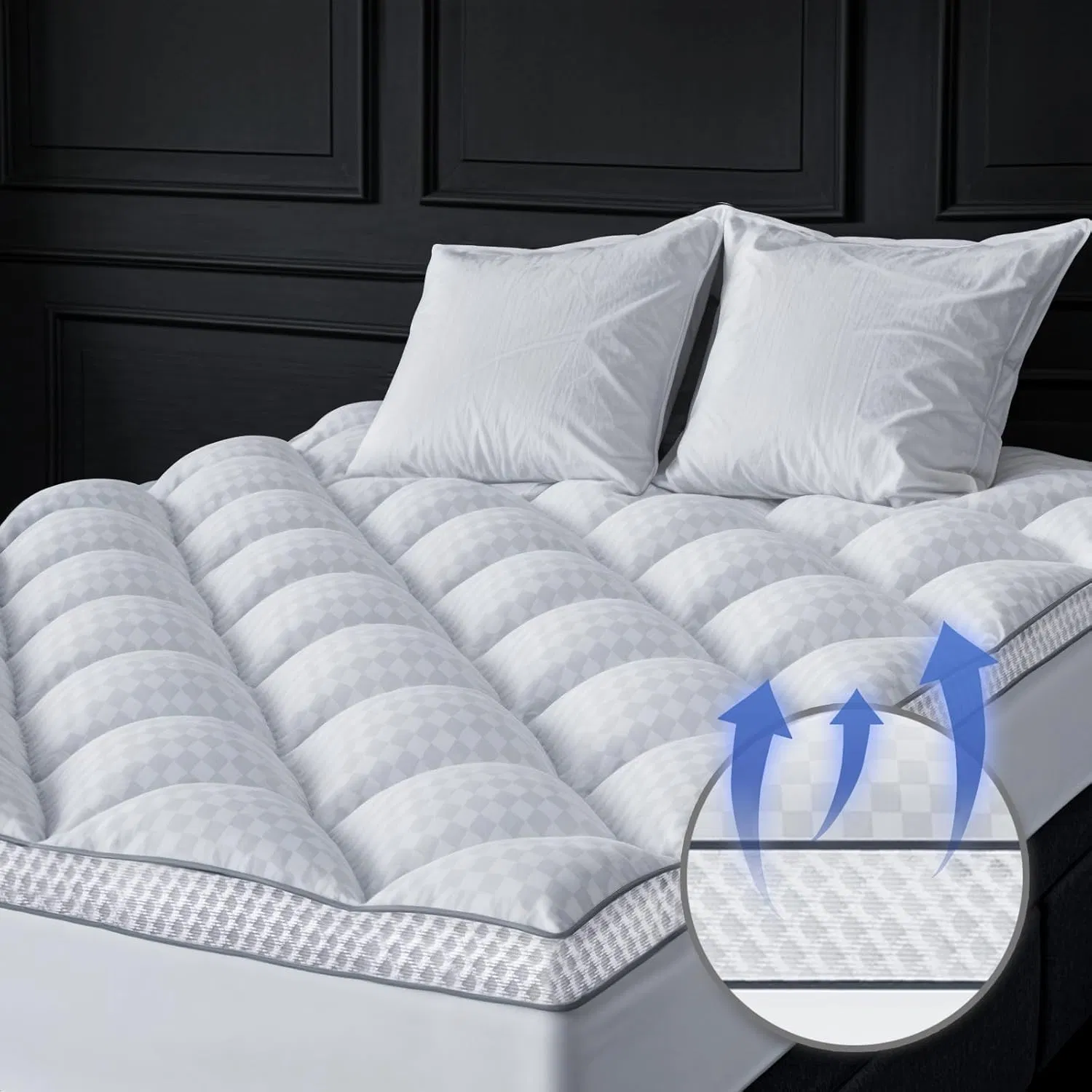 Pressure-Relieving Shredded Memory Foam Mattress Topper Noise-Free Distribute Weight Breathable 3D Baffle Box Stitching