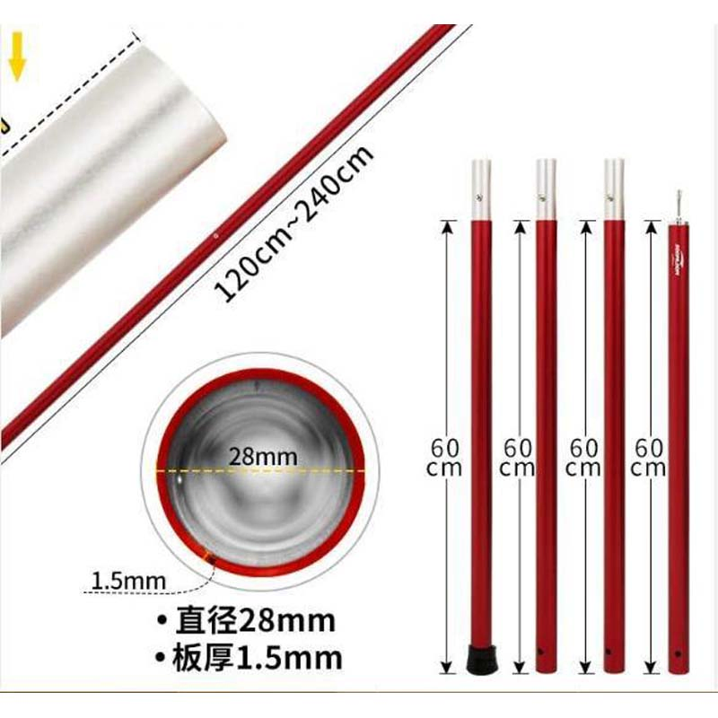 Aluminum Tent Pole Foldable Tent Pole Telescopic Tent Pole