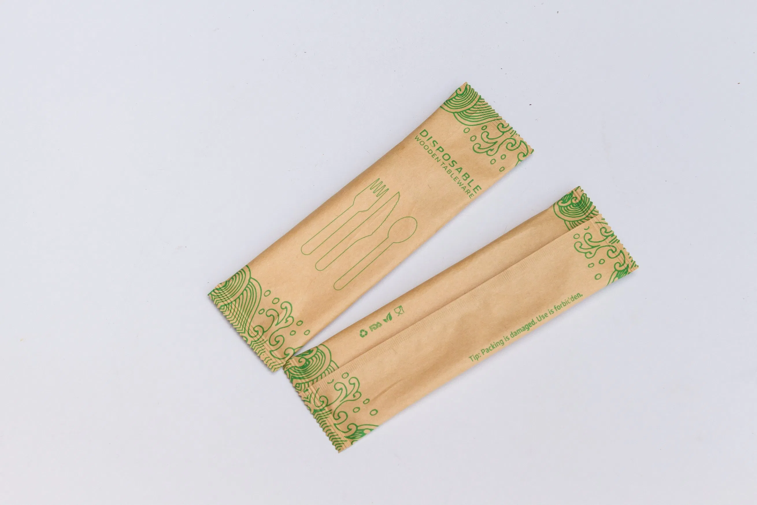 Biodegradable Bamboo Portable Travel Cutlery Set Utensils Disposable Bamboo Cutlery with Customize Package