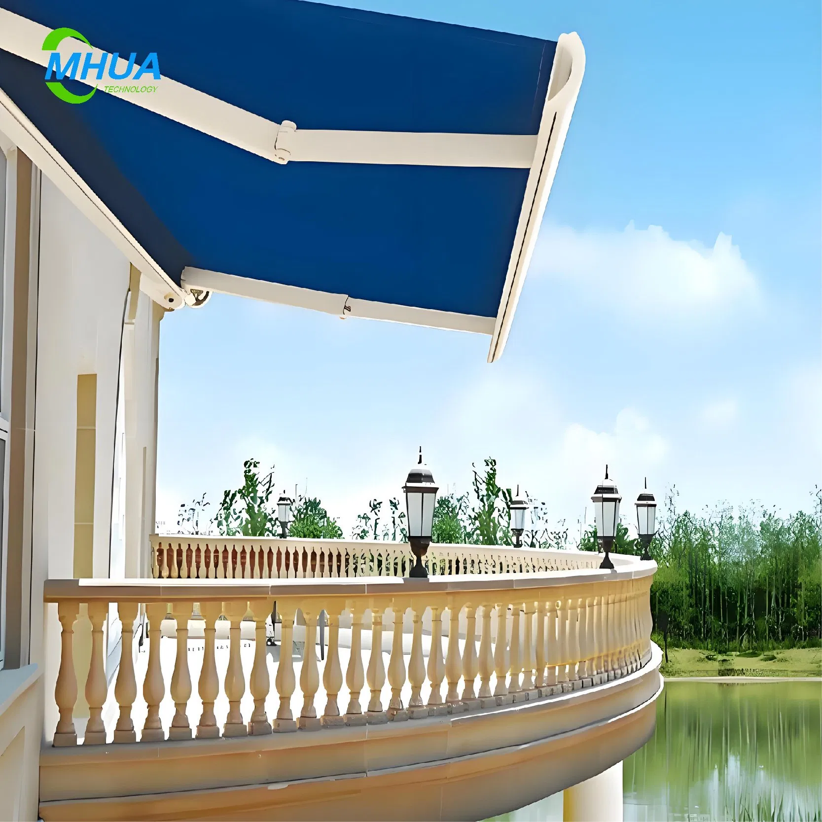 Electric Full Box Window Terrace Full Cassette Arm Components Outdoor Waterproof Automatic Motorized Retractable Awning