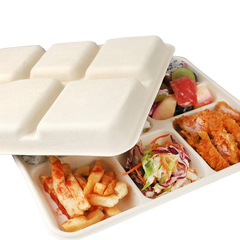 Disposable Lunch Fast Food Takeaway Food Container Biodegradable Cornstarch Tray