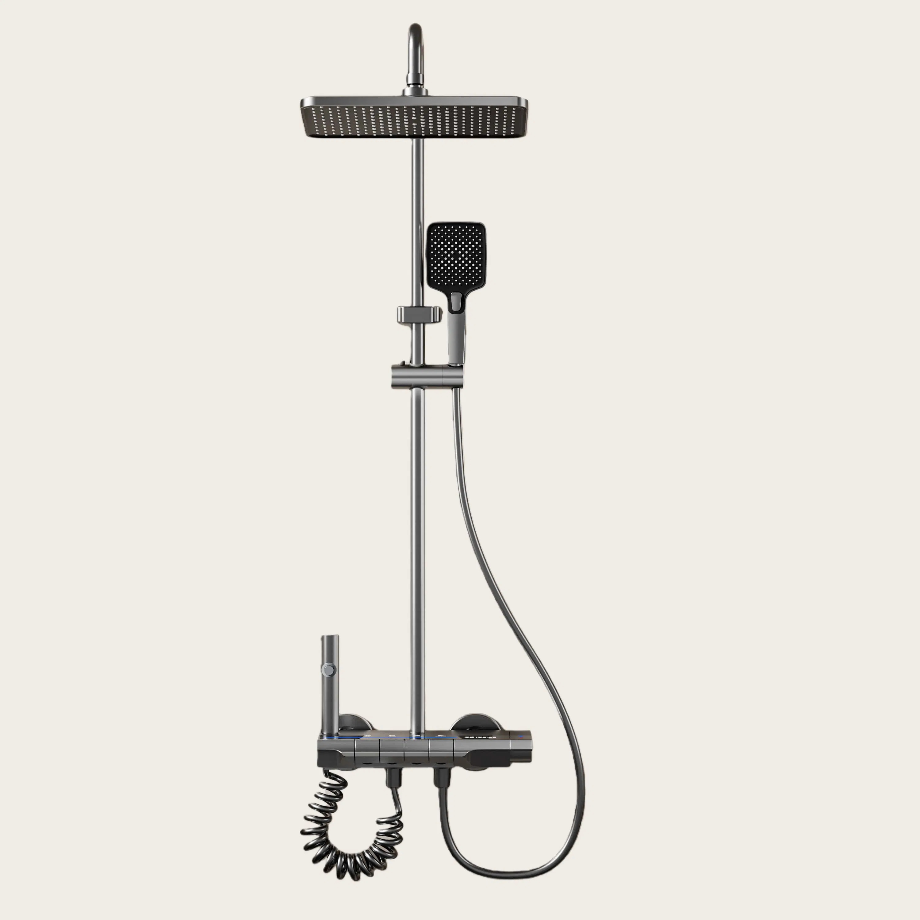 Wall-Mounted Luxury Aluminum Shower Set with Soft Rain Spray Bathroom Faucet Kit