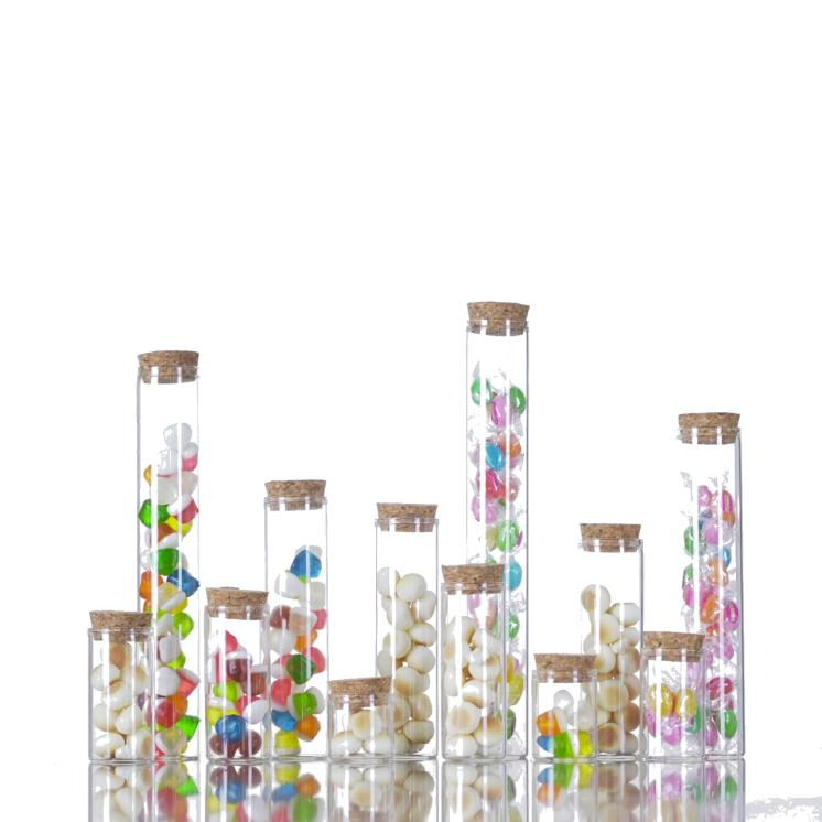 Transparent Laboratory Clear Glass Tubes with Corks School Lab Supplies Tall Wide Mouth Jar for Chocolate Snack Home Storage with Cork