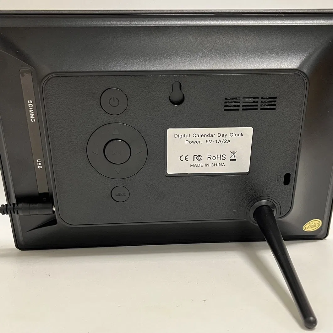 Digital Calendar Alarm Day Clock - with 7" Large Display, for Impaired Vision People, The Aged Seniors, for Desk, Wall Mounted with Custom Logo