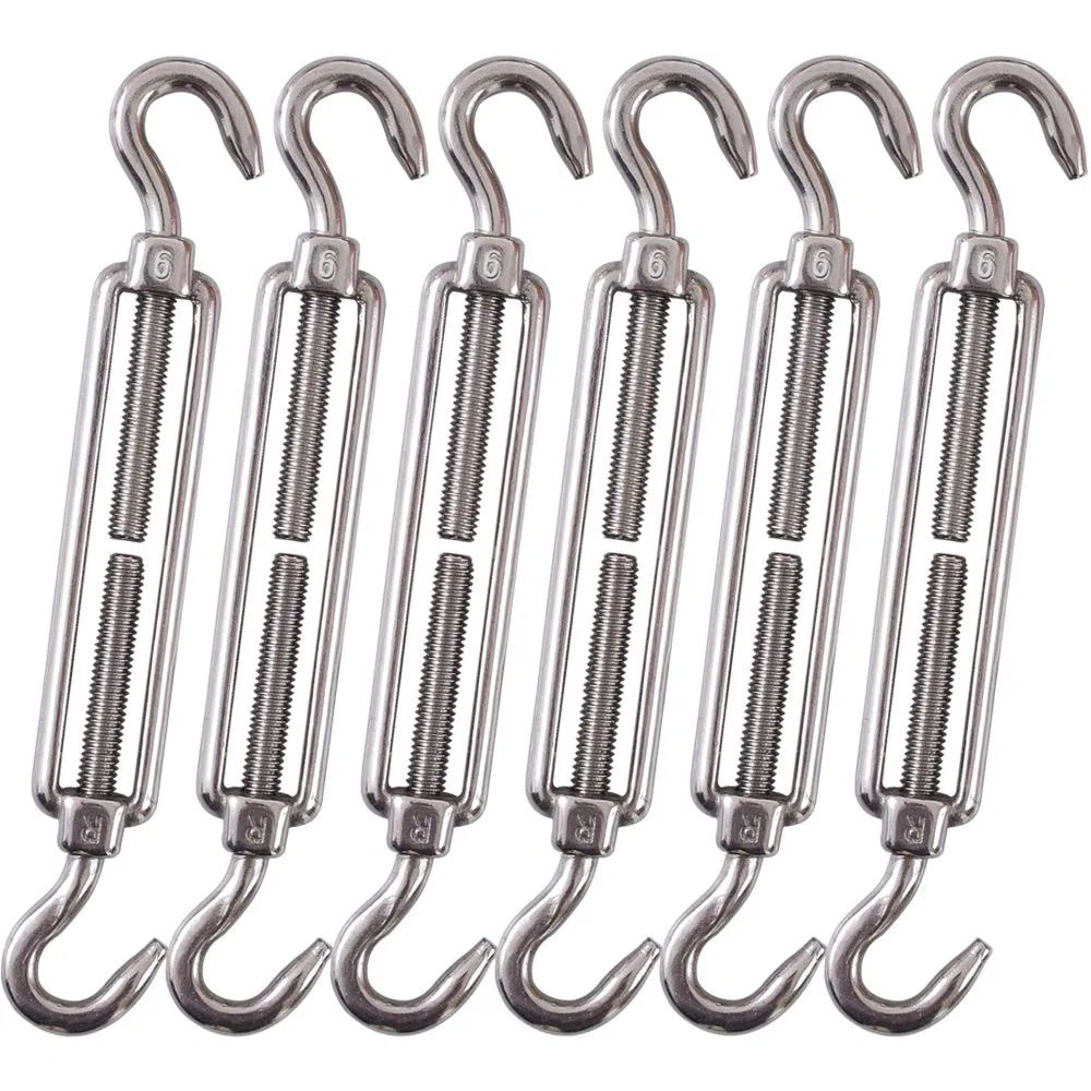 Custom Two Ending Hook Wire Rope Tension 304 Stainless Steel Turnbuckle Hardware Kit M6 Hook & Hook Turnbuckle