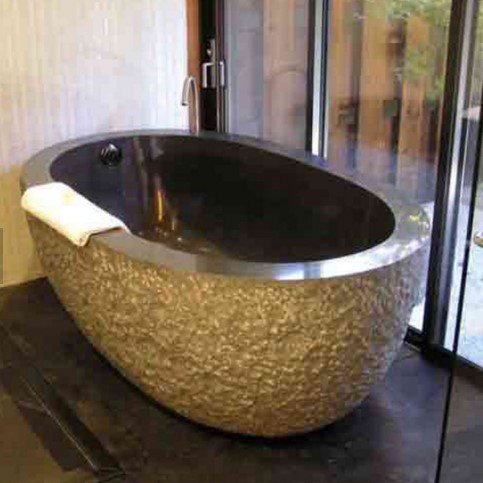 Home Using Carved Natural Stone Bathroom Bathtub
