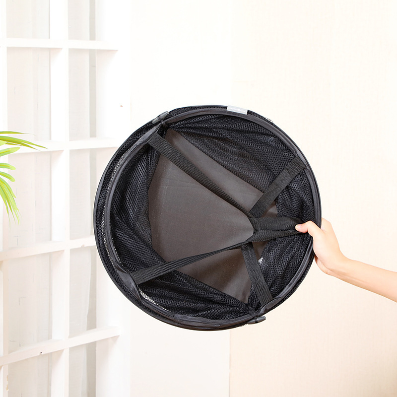 Mesh Collapsible Foldable Washing Clothes Pop up Laundry Basket Hamperwith Lid & Handles