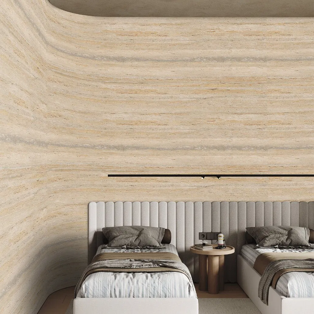 Matte Texture Flexistone Wall Panel Cladding Mcm Travertine Stone Veneer Sheet