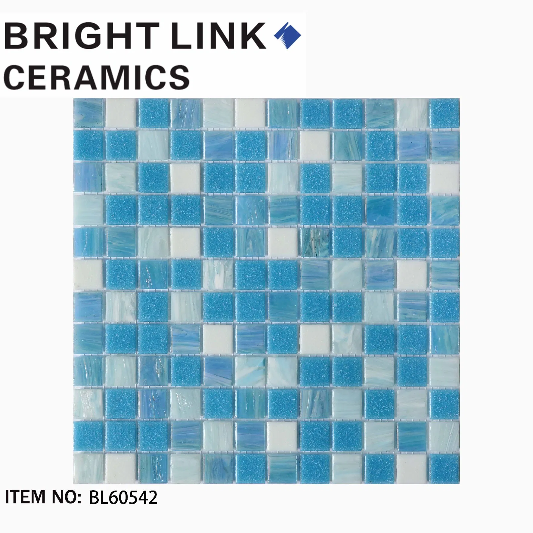 Мозаичная плитка для бассейна, кухни и ванной, стеклянная, сине-белая