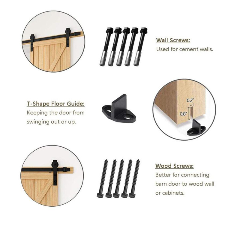 J-Shaped Barn Door Hanging Rail Hardware Accessories Set