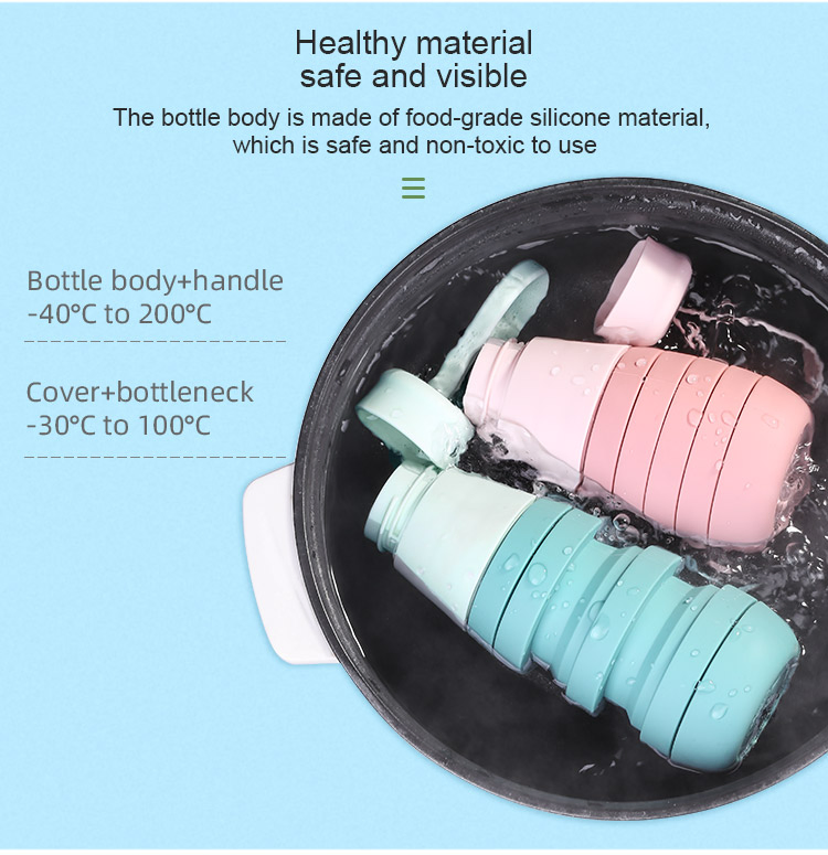 Wholesale Portable Retractable Travel BPA Free Outdoor 500ml Water Bottle Sport Foldable Collapsible Silicone Water Bottle