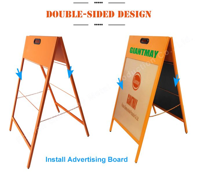 Pavement Sign Metal Advertising Board Chalkboard Double Sides Restaurant a-Frame Sidewalk Signage Display Stand for Shop