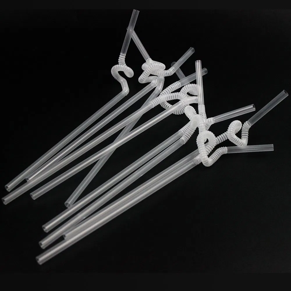Individually Wrap Flexible Disposable Plastic Straws 260mm Bendy Straw Bar Accessories